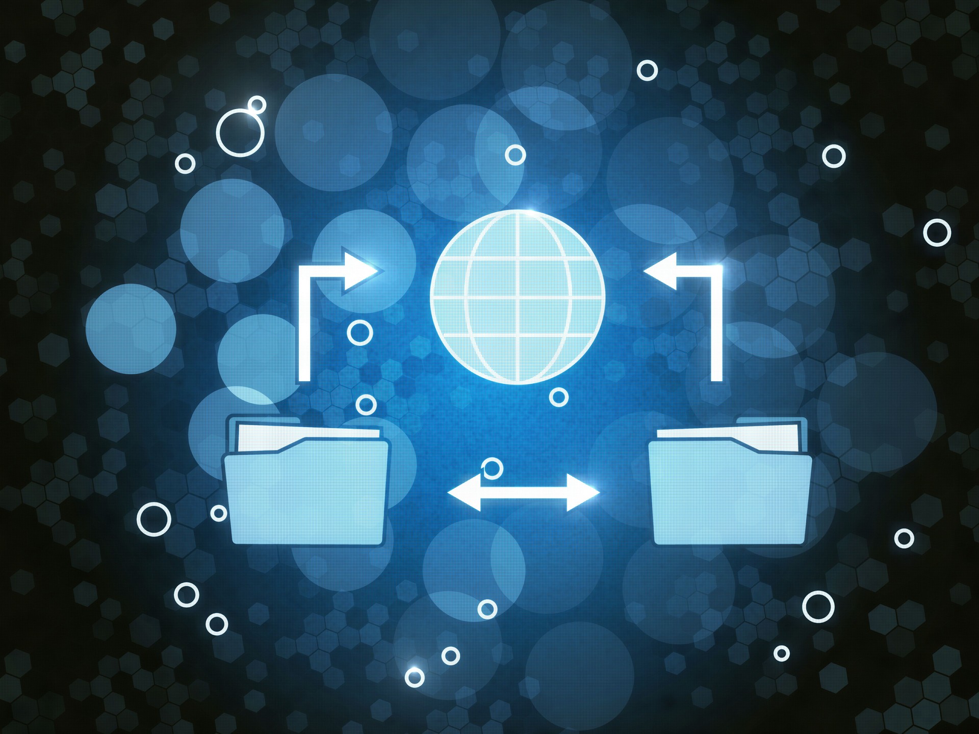 Blue and black infographic of file exchange